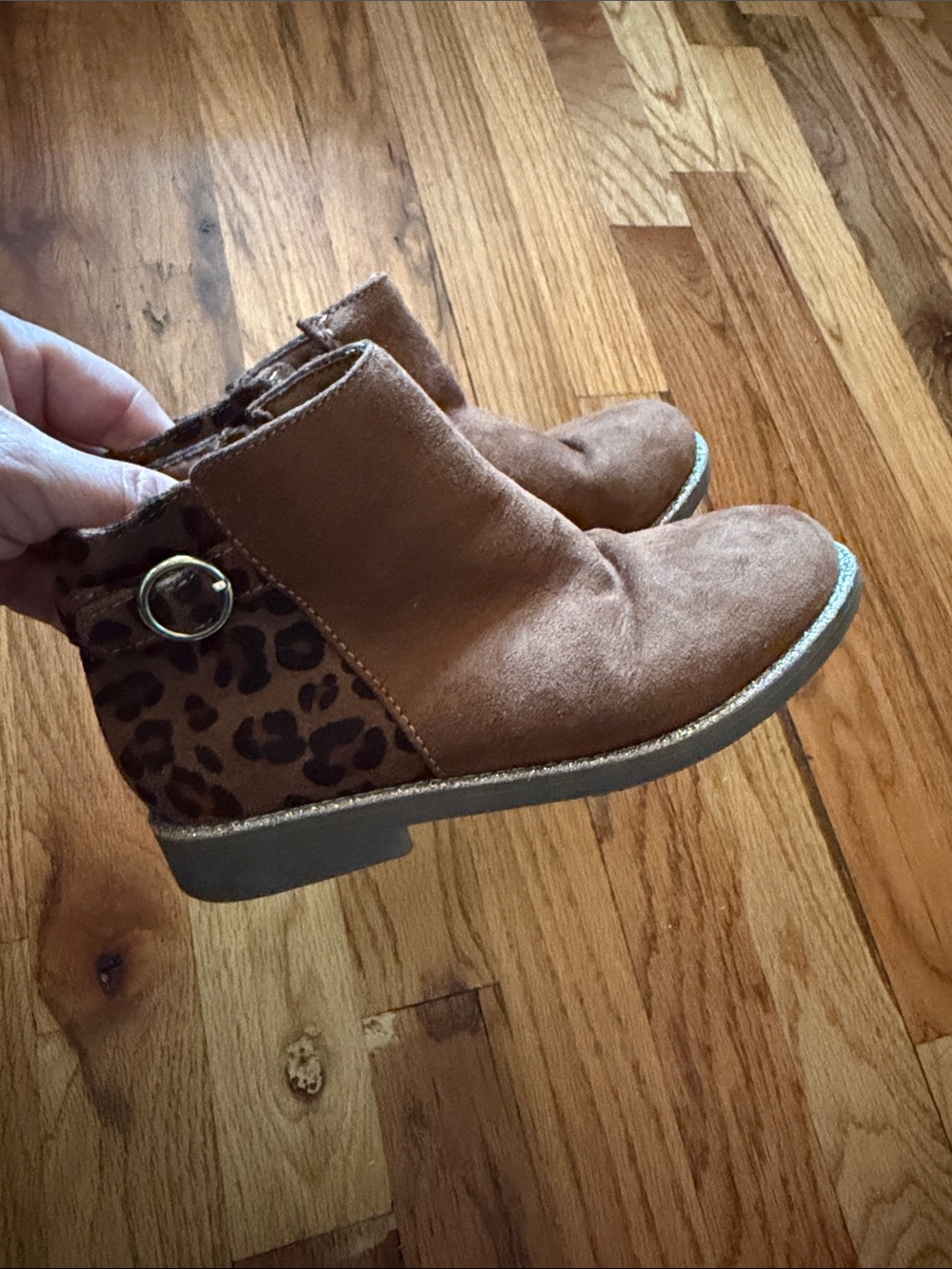 Tucker + Tate Tan Suede-Look Ankle Boots with Leopard Cuff - Picture 2 of 8
